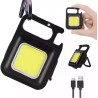 Mini LED-ficklampa 500 lumen – nyckelringslampa med magnet, karbinhake och USB-laddning