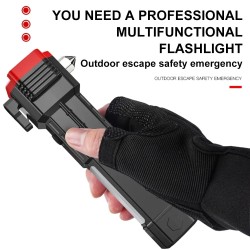 LED-ficklampa med nödhammare, bältesklippare och powerbank