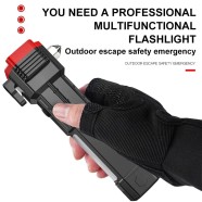 LED-ficklampa med nödhammare, bältesklippare och powerbank