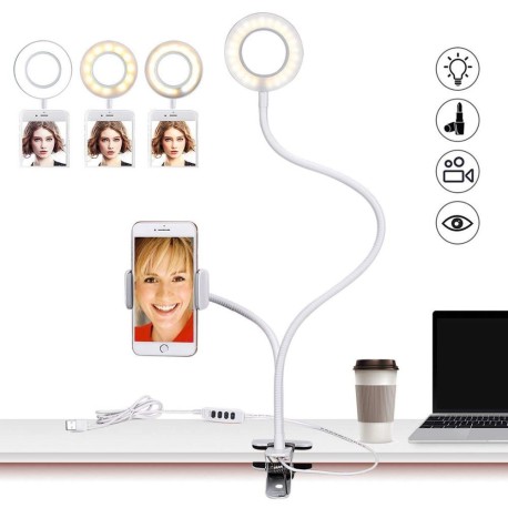 Ringlampa med flexibel arm och mobilhållare